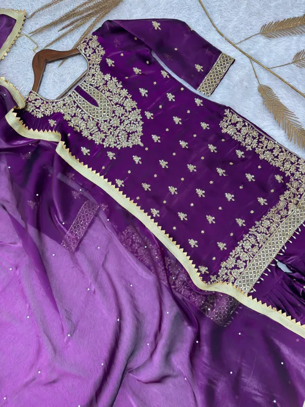 Stylish_Pure_GMY_Silk_Top_Sharara_Dupatta_Set
