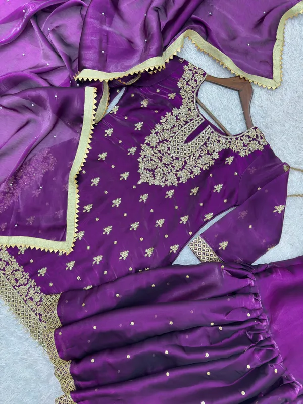 Stylish_Pure_GMY_Silk_Top_Sharara_Dupatta_Set