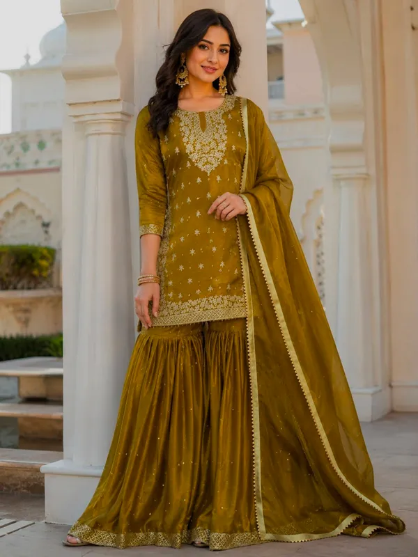 Stylish_Pure_GMY_Silk_Top_Sharara_Dupatta_Set