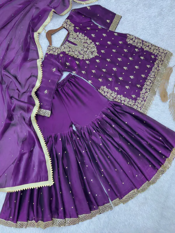Stylish_Pure_GMY_Silk_Top_Sharara_Dupatta_Set