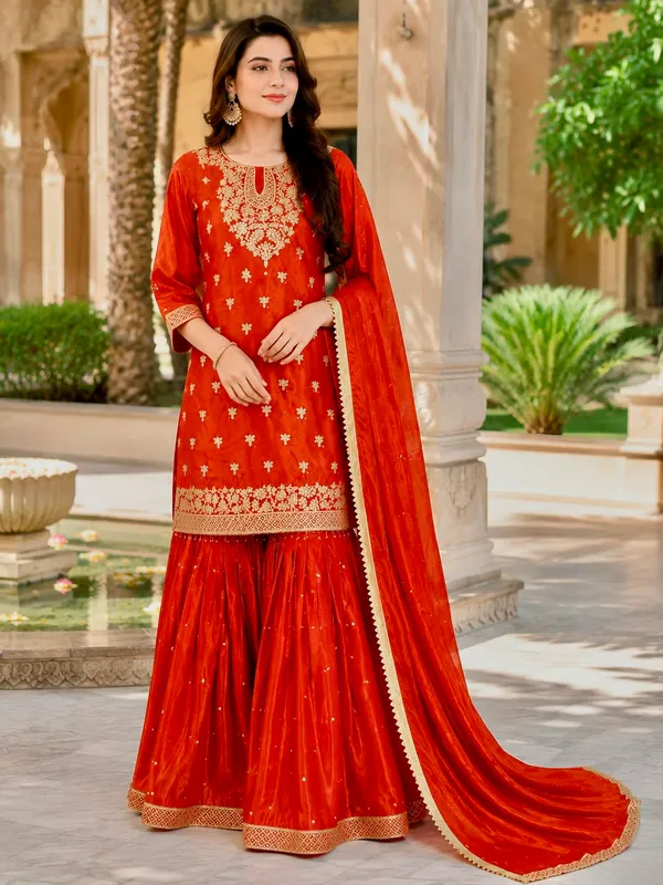 Stylish_Pure_GMY_Silk_Top_Sharara_Dupatta_Set