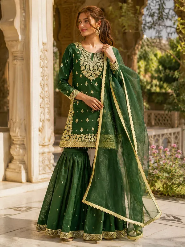 Stylish_Pure_GMY_Silk_Top_Sharara_Dupatta_Set