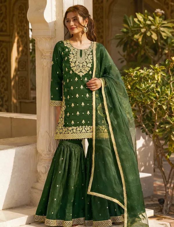 Stylish_Pure_GMY_Silk_Top_Sharara_Dupatta_Set