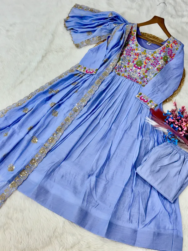 Premium_Sky_Blue_Ready-made_Gown_with_Pant_&_Dupatta_Set