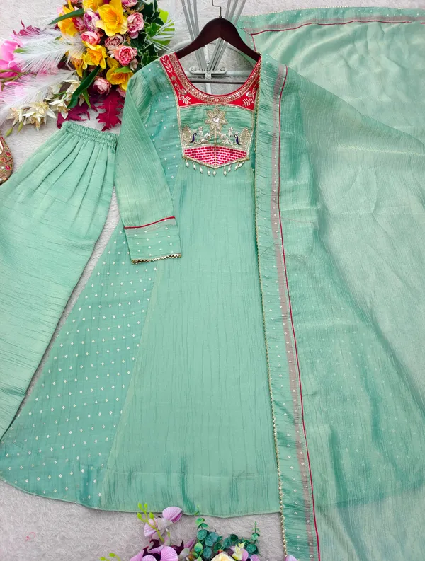 Trending_A-Line_Cut_Salsa_Silk_Top_Pent_Dupatta_Set