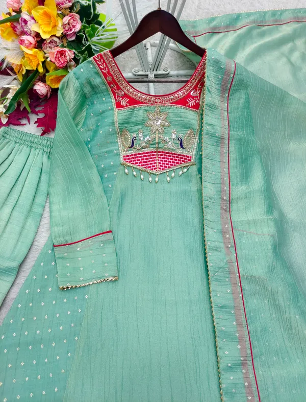 Trending_A-Line_Cut_Salsa_Silk_Top_Pent_Dupatta_Set