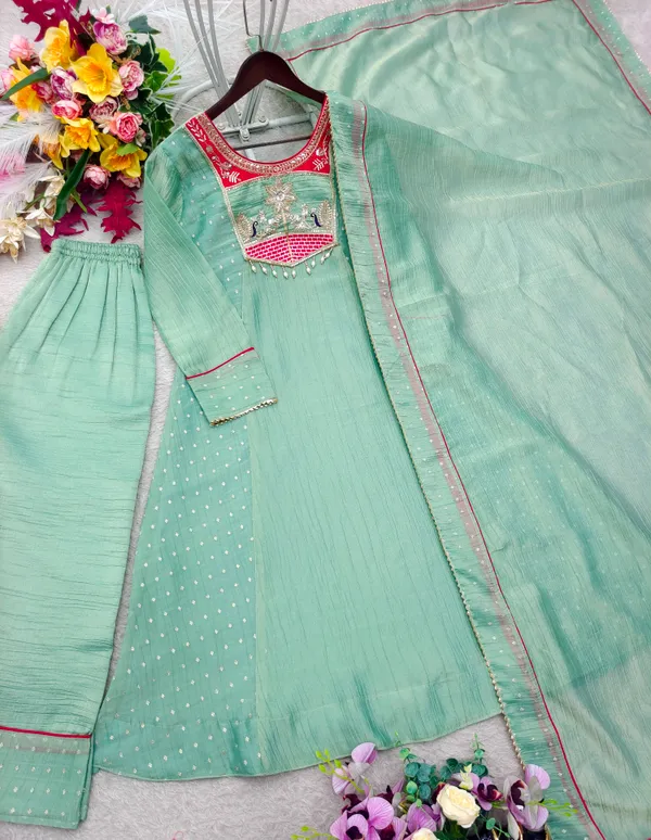Trending_A-Line_Cut_Salsa_Silk_Top_Pent_Dupatta_Set