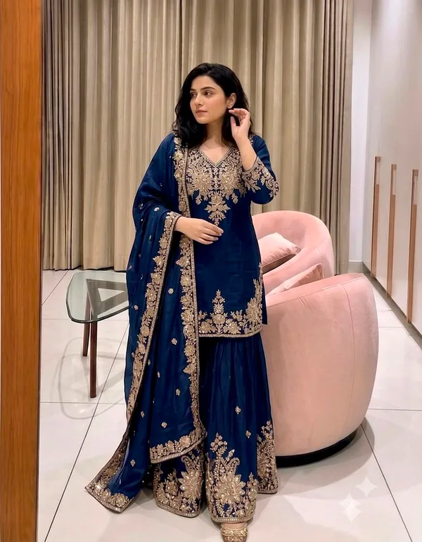 Trending_Fox_Georgette_Embroidery_Top_Sarara_Dupatta_Set