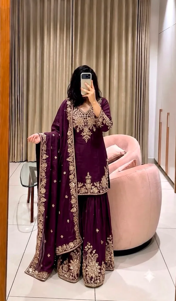 Trending_Fox_Georgette_Embroidery_Top_Sarara_Dupatta_Set