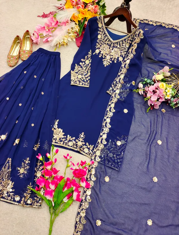 Trending_Fox_Georgette_Embroidery_Top_Sarara_Dupatta_Set