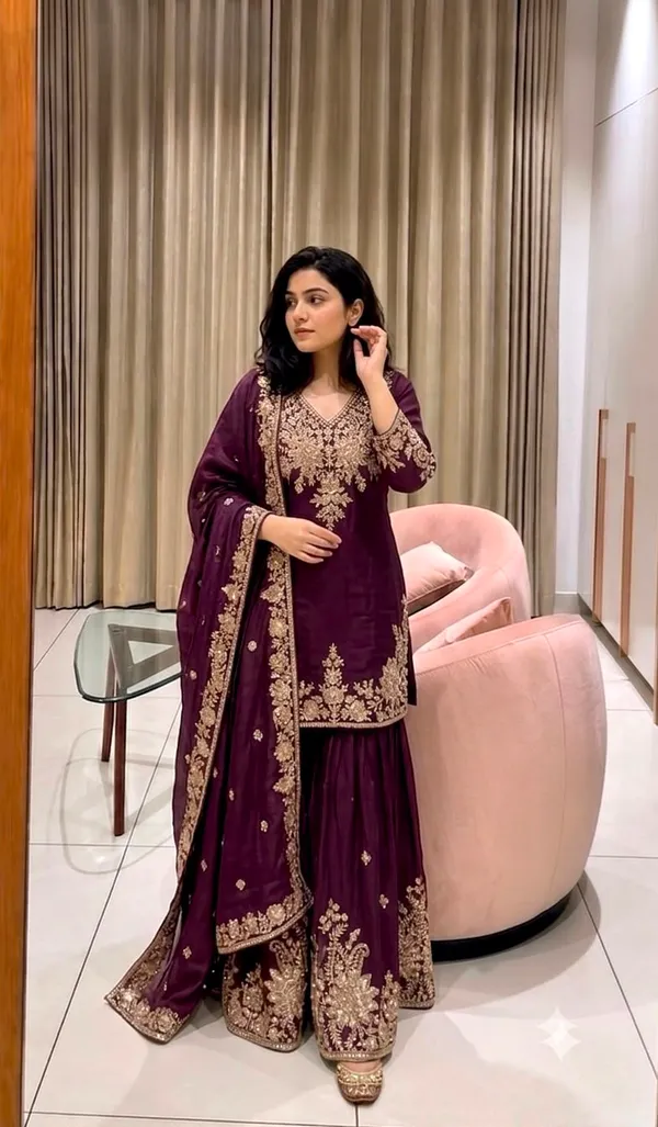 Trending_Fox_Georgette_Embroidery_Top_Sarara_Dupatta_Set