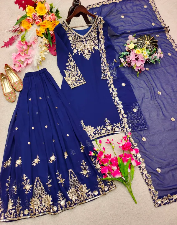 Trending_Fox_Georgette_Embroidery_Top_Sarara_Dupatta_Set