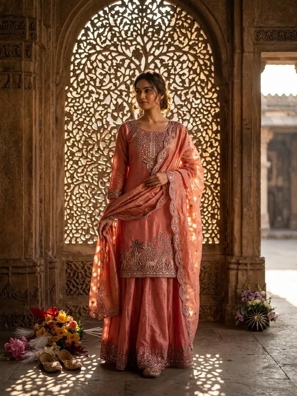 Trending_Pure_Fendy_Silk_Embroidery_Top_Sarara_Dupatta_Set