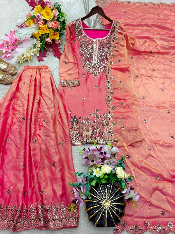 Trending_Pure_Fendy_Silk_Embroidery_Top_Sarara_Dupatta_Set
