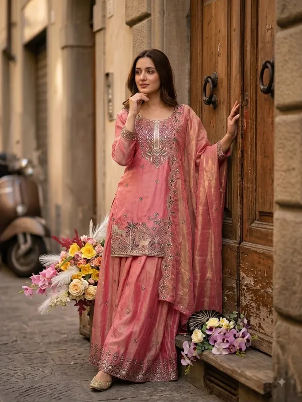Trending_Pure_Fendy_Silk_Embroidery_Top_Sarara_Dupatta_Set