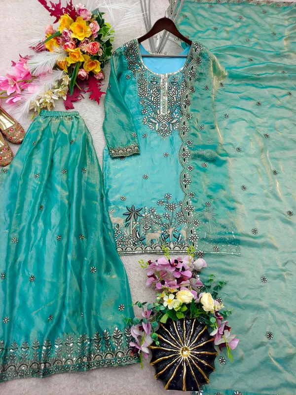 Trending_Pure_Fendy_Silk_Embroidery_Top_Sarara_Dupatta_Set