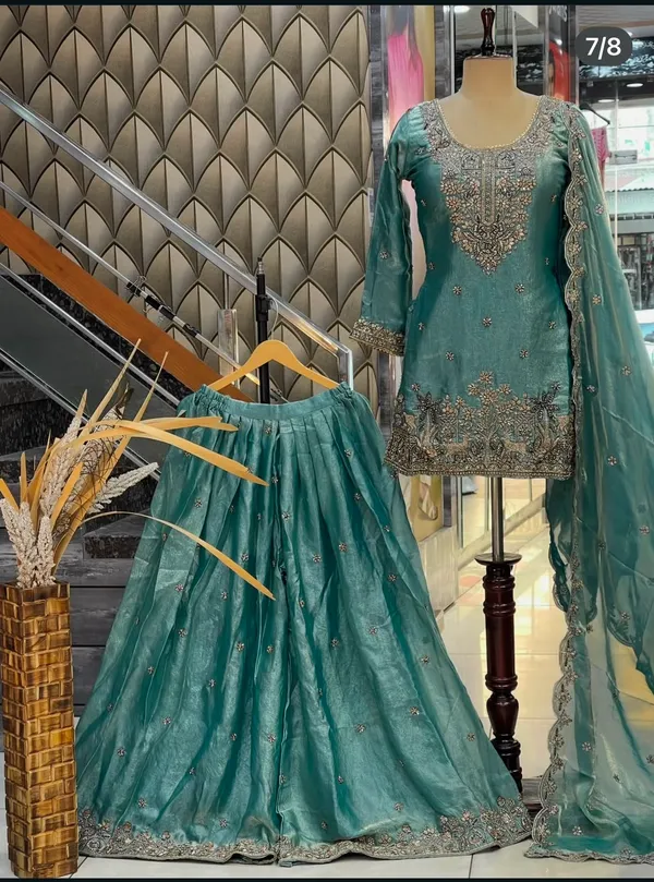 Trending_Pure_Fendy_Silk_Embroidery_Top_Sarara_Dupatta_Set