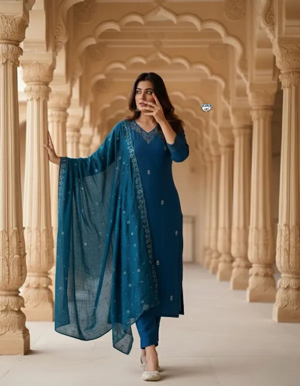 Viscose_Chanderi_Embroidered_Kurti_Set_with_Dupatta