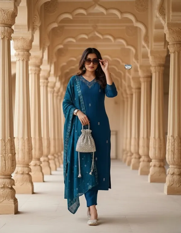 Viscose_Chanderi_Embroidered_Kurti_Set_with_Dupatta
