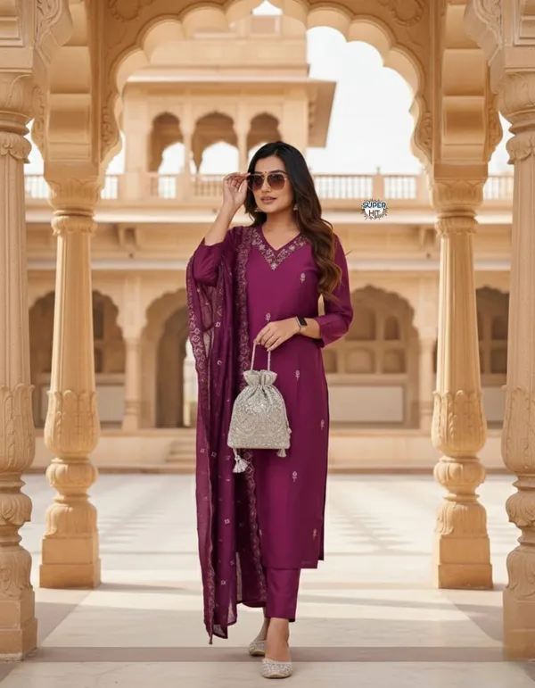 Viscose_Chanderi_Embroidered_Kurti_Set_with_Dupatta