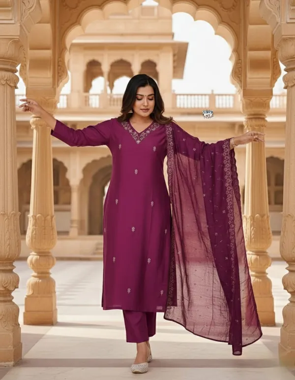 Viscose_Chanderi_Embroidered_Kurti_Set_with_Dupatta