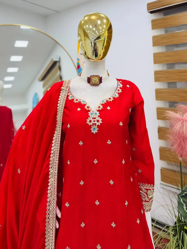 Designer_Party_Sharara_Suit_&_Dupatta_Set_|_Red