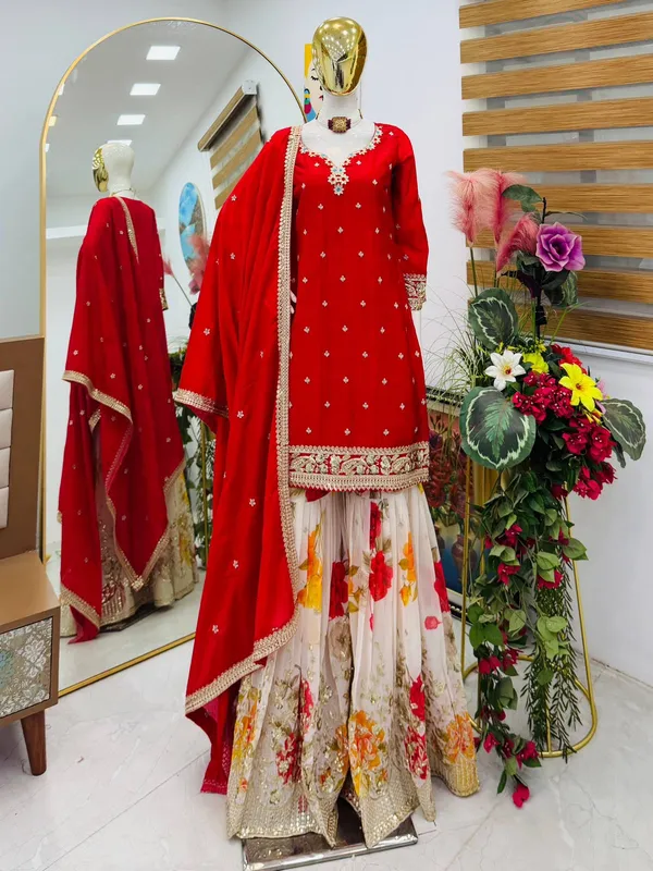 Designer_Party_Sharara_Suit_&_Dupatta_Set_|_Red