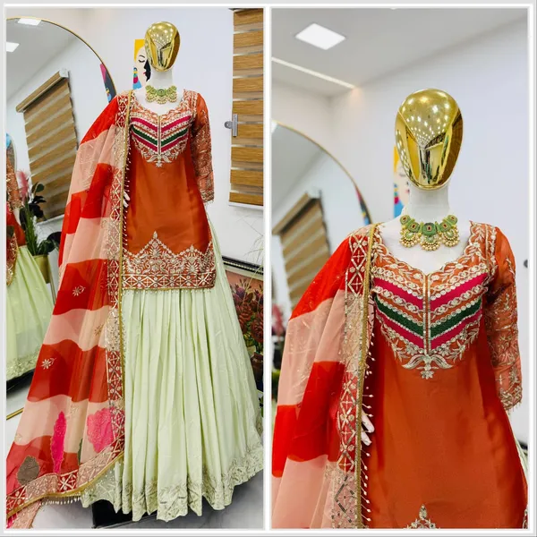 New_Designer_Party_Top_Lehenga_&_Dupatta_Set_|_Red
