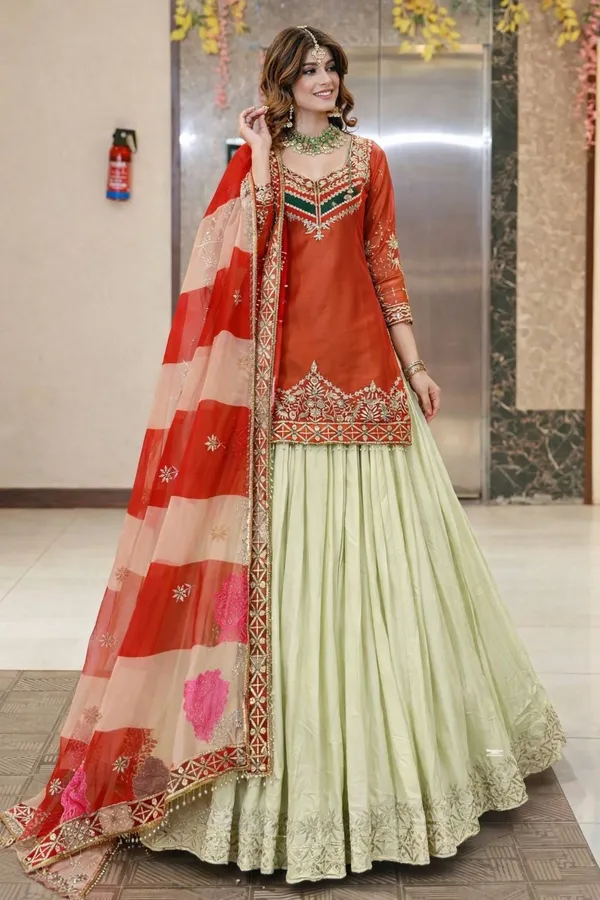 New_Designer_Party_Top_Lehenga_&_Dupatta_Set_|_Red
