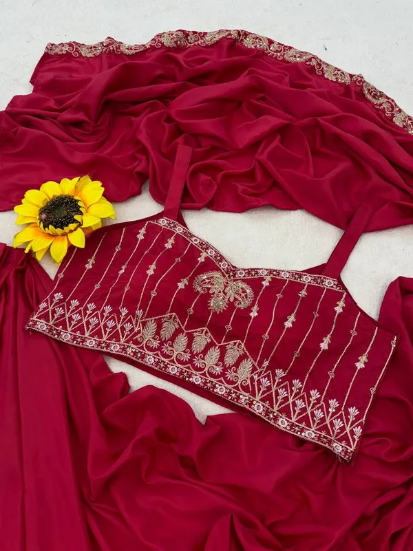 Premium_Ready-to-Wear_Rani_Pink_Saree_with_Jacket_&_Blouse