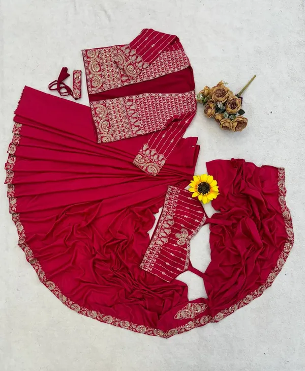Premium_Ready-to-Wear_Rani_Pink_Saree_with_Jacket_&_Blouse