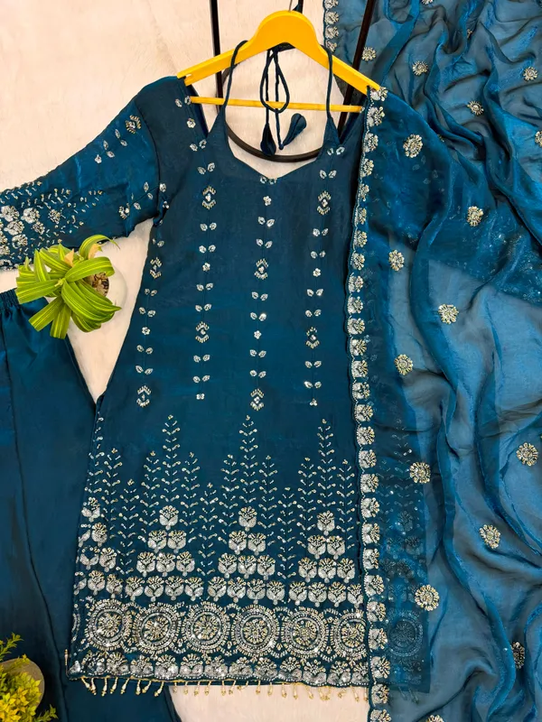 3_Pieces_Kurti_Plazzo_&_Dupatta_with_Original_Beads_Cut_Dana_Work