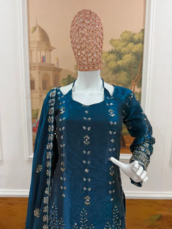 3_Pieces_Kurti_Plazzo_&_Dupatta_with_Original_Beads_Cut_Dana_Work
