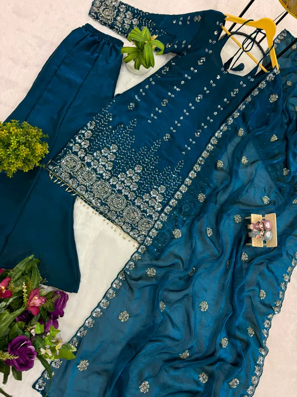 3_Pieces_Kurti_Plazzo_&_Dupatta_with_Original_Beads_Cut_Dana_Work
