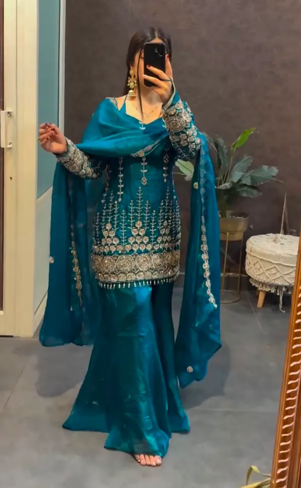 3_Pieces_Kurti_Plazzo_&_Dupatta_with_Original_Beads_Cut_Dana_Work