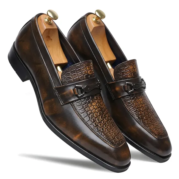 Tom_Hendrix_Textured_Buckle_Loafer_Brown