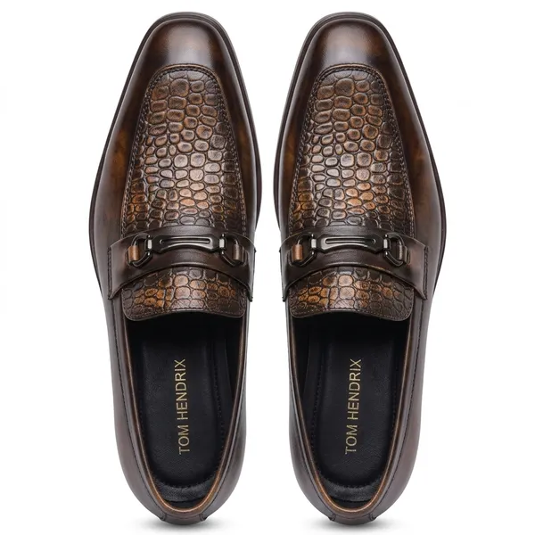 Tom_Hendrix_Textured_Buckle_Loafer_Brown