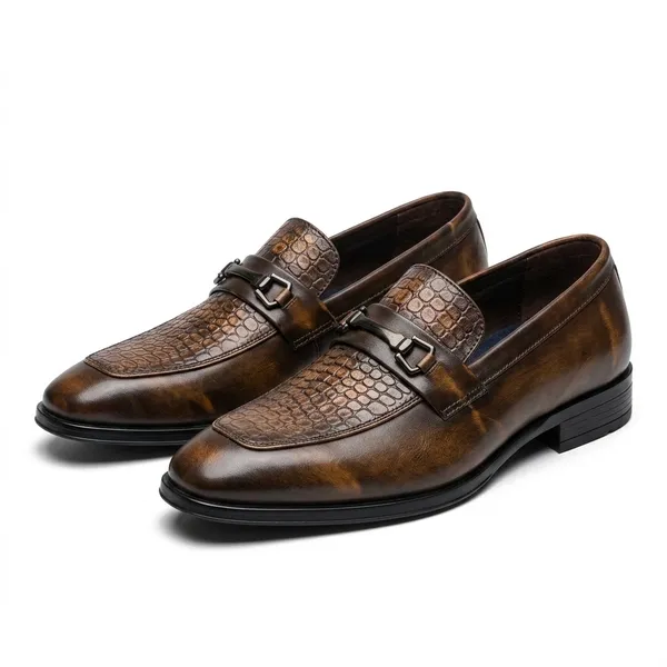 Tom_Hendrix_Textured_Buckle_Loafer_Brown