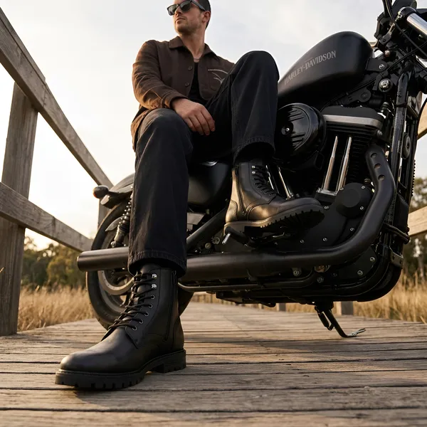 Tom_Hendrix_Ankle_Combat_Boots_With_Side_Zip_Black