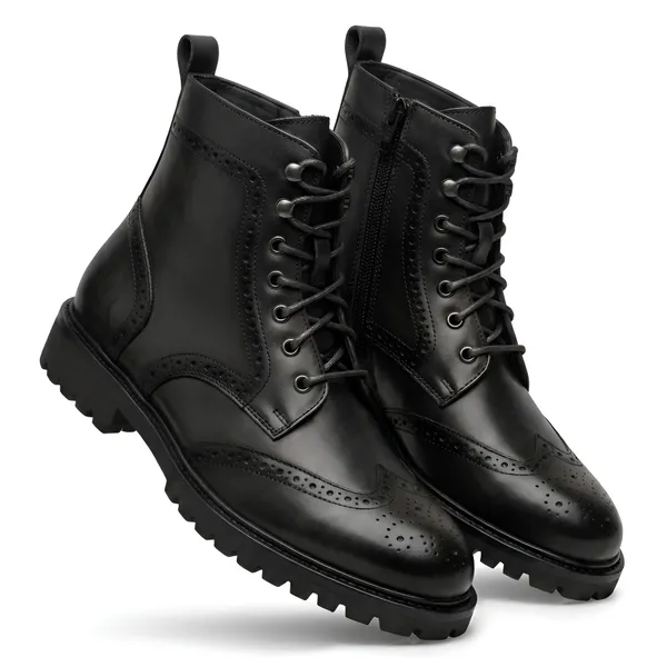 Tom_Hendrix_Ankle_Brogue_Combat_Boots_With_Side_Zip_Black
