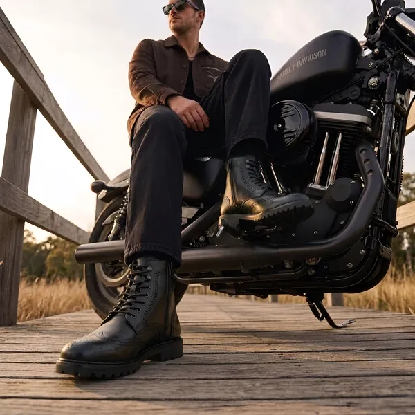 Tom_Hendrix_Ankle_Brogue_Combat_Boots_With_Side_Zip_Black