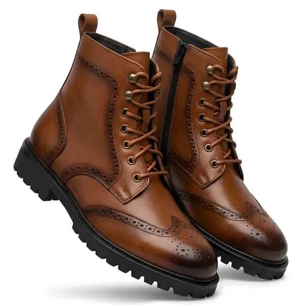 Tom_Hendrix_Ankle_Brogue_Combat_Boots_With_Side_Zip_Tan