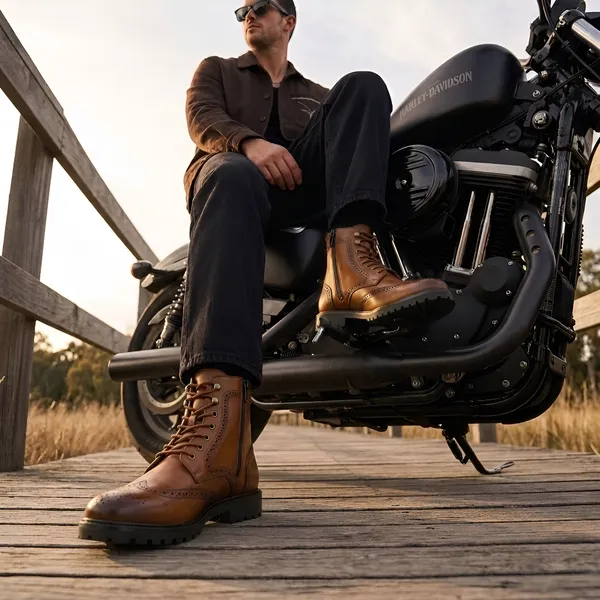 Tom_Hendrix_Ankle_Brogue_Combat_Boots_With_Side_Zip_Tan