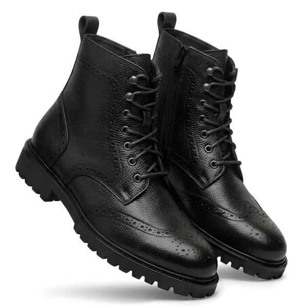 Tom_Hendrix_Mild_Leather_Ankle_Brogue_Combat_Boots_With_Side_Zip_Black