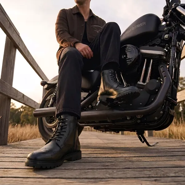 Tom_Hendrix_Mild_Leather_Ankle_Brogue_Combat_Boots_With_Side_Zip_Black