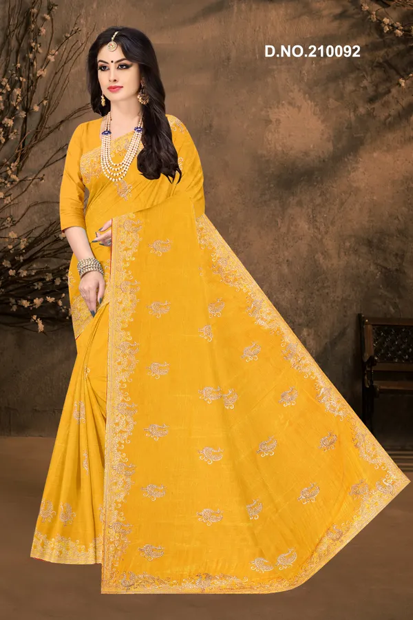 Yellow_Embroidered_Border_Saree_For_Women