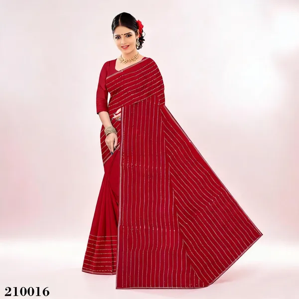Maroon_Sequin_Diamond_Embellished_Striped_Saree_For_Women