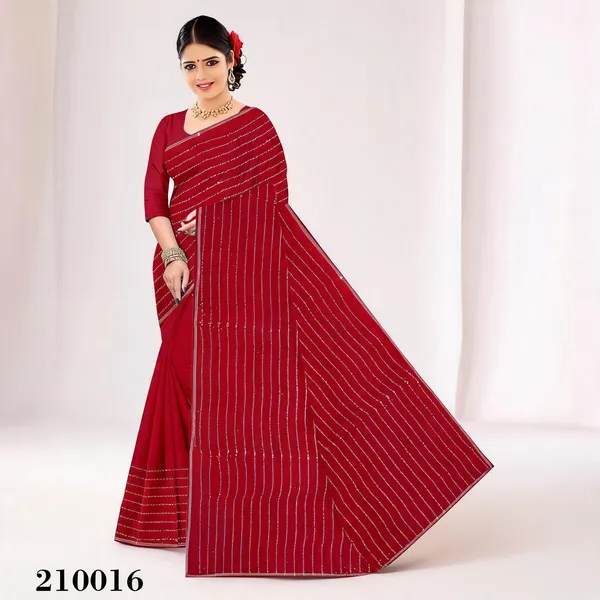 Maroon_Sequin_Diamond_Embellished_Striped_Saree_For_Women
