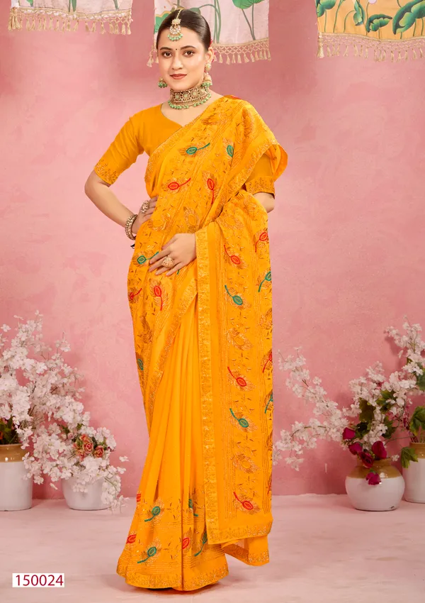 Yellow_Georgette_Floral_Embroidered_Ethnic_Saree_For_Women