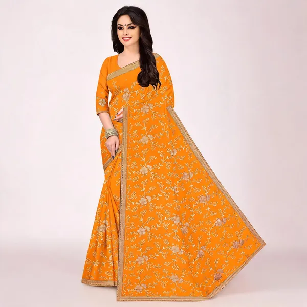 Yellow_Shimmer_Floral_Heavy_Embroidered_Saree_For_Women